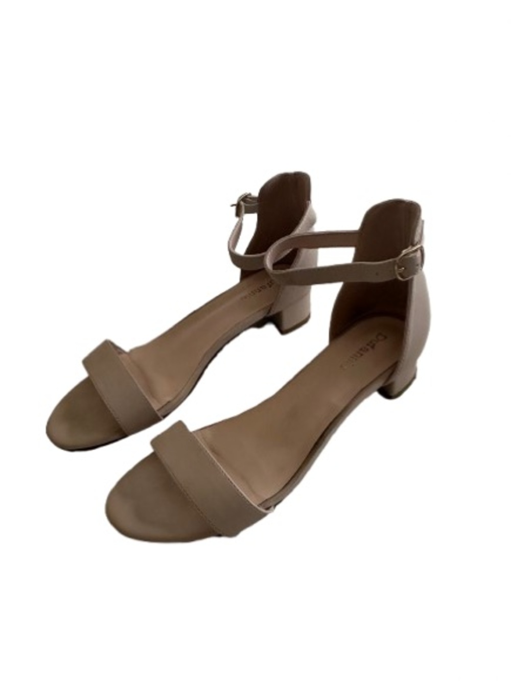 Dufannie Women's 6 Tan Cream Ankle-Strap Low Block Heel Sandals - Taupe